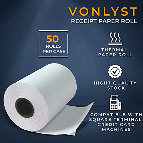 Vonlyst Receipt Paper Roll for Square Terminal Credit Card Machine (50 rolls)
