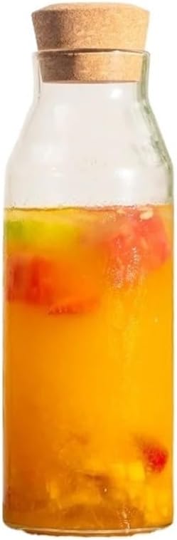 Tea Set Borosilicate Water Pitcher Cold Brewed Tea Glass Bottle With Cork Jar Fruit Wine Storage Container 800ml/1200ml Teapot Set(1200ml)