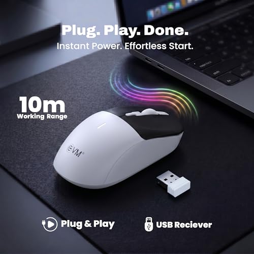 Image of EVM 2.4GHz Wireless Mouse with USB Receiver | 1200 DPI Optical Sensor | 4 Keys Ergonomic Mouse | Smooth Tracking | Wireless Mouse for Laptop, Desktop & Mac | EWLM-630-Black