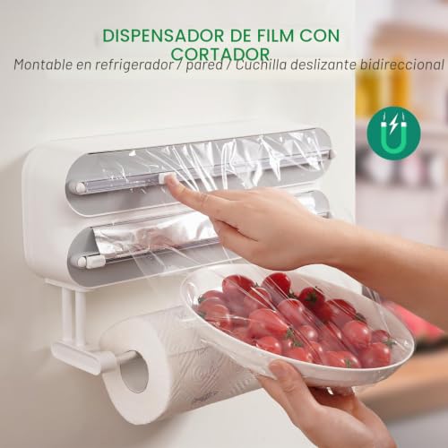 Soporte para rollos de cocina de pared de triple capacidad y fácil montaje 4