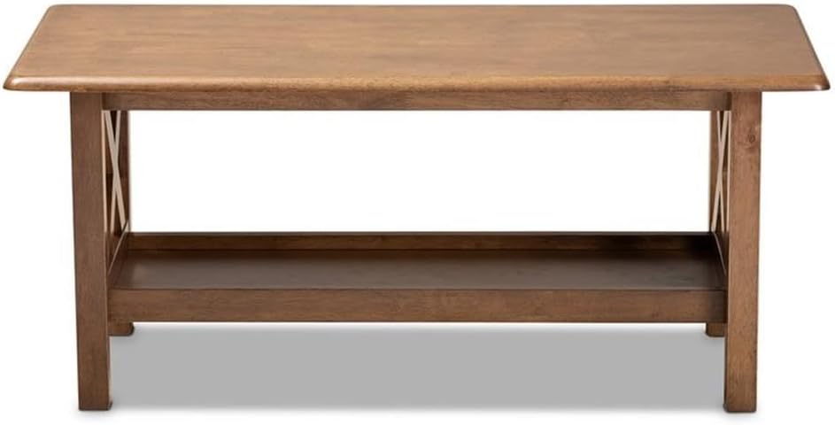 Baxton Studio Reese Traditional Transitional Walnut Brown Finished Rectangular Wood Coffee Table