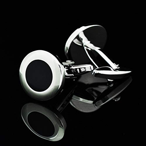 Daesar Mancuernillas de Cobre Redondas para Hombre Plateado Negro miniatura 3