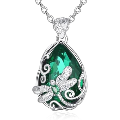 KINGWHYTE Dragonfly Necklace for Women 925 Sterling Silver Animal Necklace Dainty Teardrop Pendant Necklaces Birthday Christmas Jewelry Gifts for Wife Mom Lady Her Cover