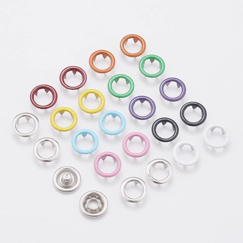 Image of Press Stud Button Kit with Pliers, 100 Sets Metal Snap Fasteners in Storage Box for Clothing Repair, Leather Work, Bags and DIY Crafts (Multicolor)