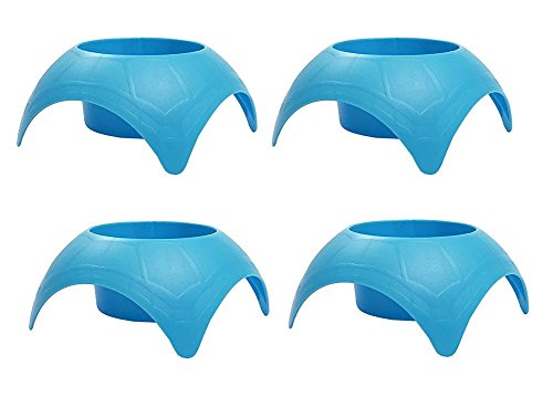 Beach Vacation Accessory Turtleback Sand Coaster Drink Cup Holder, Blue, Pack of 4