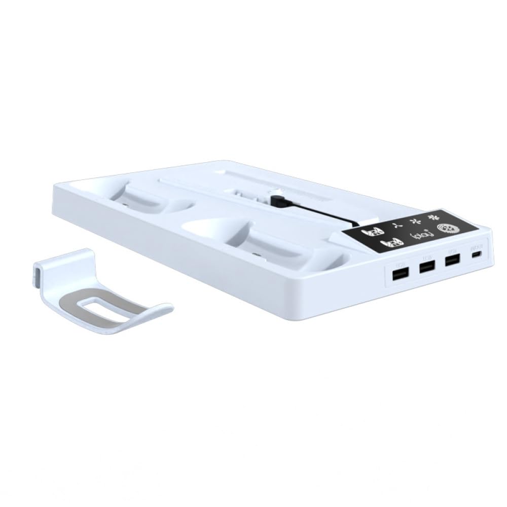 Supporto verticale di raffreddamento per console PS5 Pro, base di raffreddamento per controller PS5, base sottile per console di gioco, staffa di ricarica con gancio per cuffie, accessori (nero)