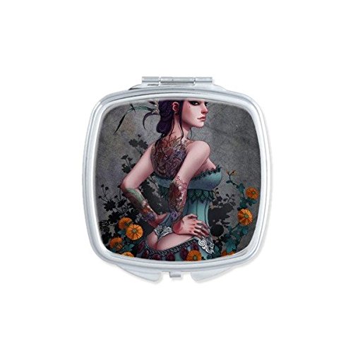 Miroir de poche portable nu sexy tattoo beauté lady fille fleur pour maquillage compact