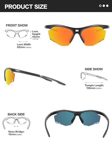 Image of BIRCEN Mens Polarized Sunglasses for Sports: TR90 Lightweight Sun Glasses Wrap Around Shades for Fishing Driving Cycling