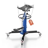 VEVOR Hydraulic Transmission Jack, 1660 lbs Capacity Hydraulic Telescopic Transmission Jack, 34.6-69.3 in High Lifting Height, 2-Stage Floor Jack Stand with Foot Pedal, 360° Swivel Wheel, Blue