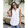 Newchoice-Womens-Tank-Tops-V-Neck-Sleeveless-Summer-Shirts-Loose-Casual-Tops-Blouse Newchoice Sleeveless Blouses for Women Casual Summer, Loose Lightweight Work Shirts V Neck Cute Comfy Tank Tops (White, L)