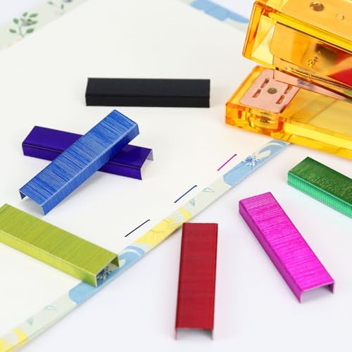 7 Pack Colorful 26/6 Standard Staples for Desk Stapler, 1000Pcs Colored Staples per Pack, 7000Pcs in Total (Colorful)