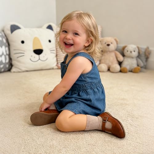 Image of Toddler Non Slip Cotton Crew Socks with Grips for Baby Boys Girls