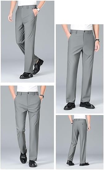 Dualego Super Stretch Ice Silk Comfort Everyday Pants, Stretch Waist Ice Silk Pants, Breathable Casual Trousers2