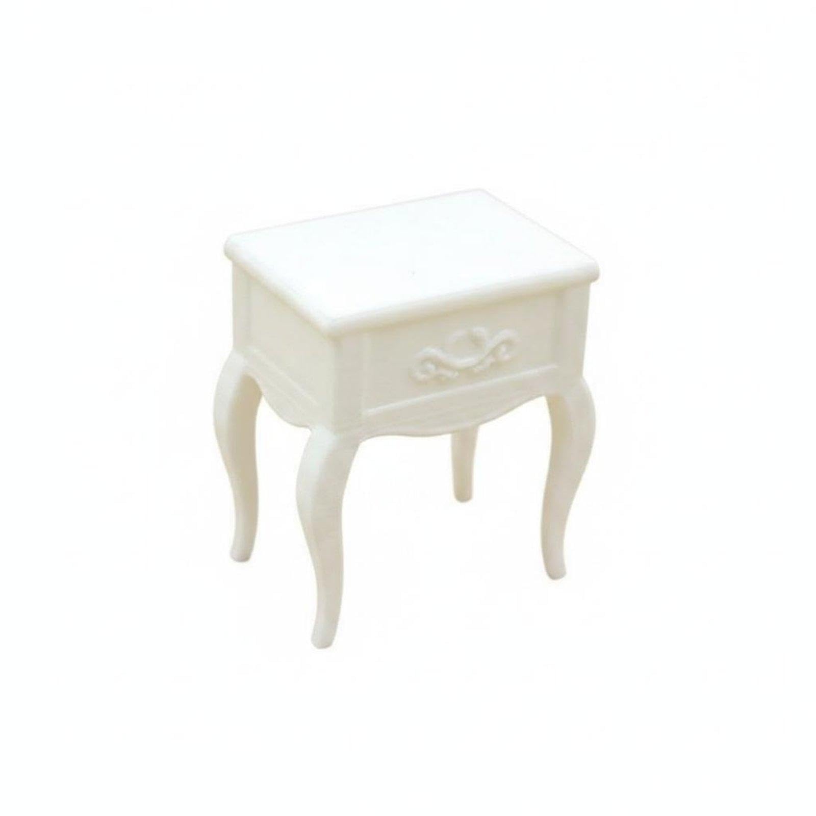 1:12 Scale Bedside Table Scene Prop Mini Bedside Table White Carved Legs Mini Nightstand for Photo Setup-image-43