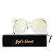 JOJO'S SECRET Oversized Rimless Sunglasses, Retro Upside Down Frame Clear Lens Glasses JS006 (Gold Frame&Gradient Yellow Lens, 2.63)