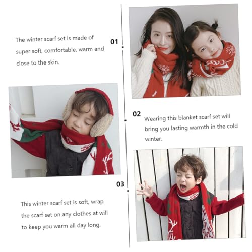 Bufanda y orejeras navideñas UKCOCO en rojo y verde para invierno 4