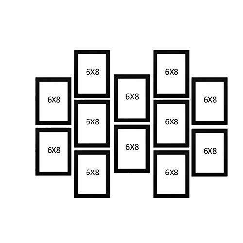 Image of Amazon Brand - Solimo Synthetic Wooden Wall Mount Set of 12 Collage Rectangular Photo Frames (6x8 Inch-12), Black