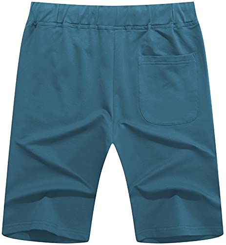 Janmid Men's Casual Soft Cotton Elastic Jogger Gym Active Pocket Shorts Denim Blue S #TOP1