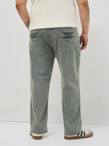 Image of Urbano Plus Men's Regular Fit Heavy Washed Denim Jeans Stretchable