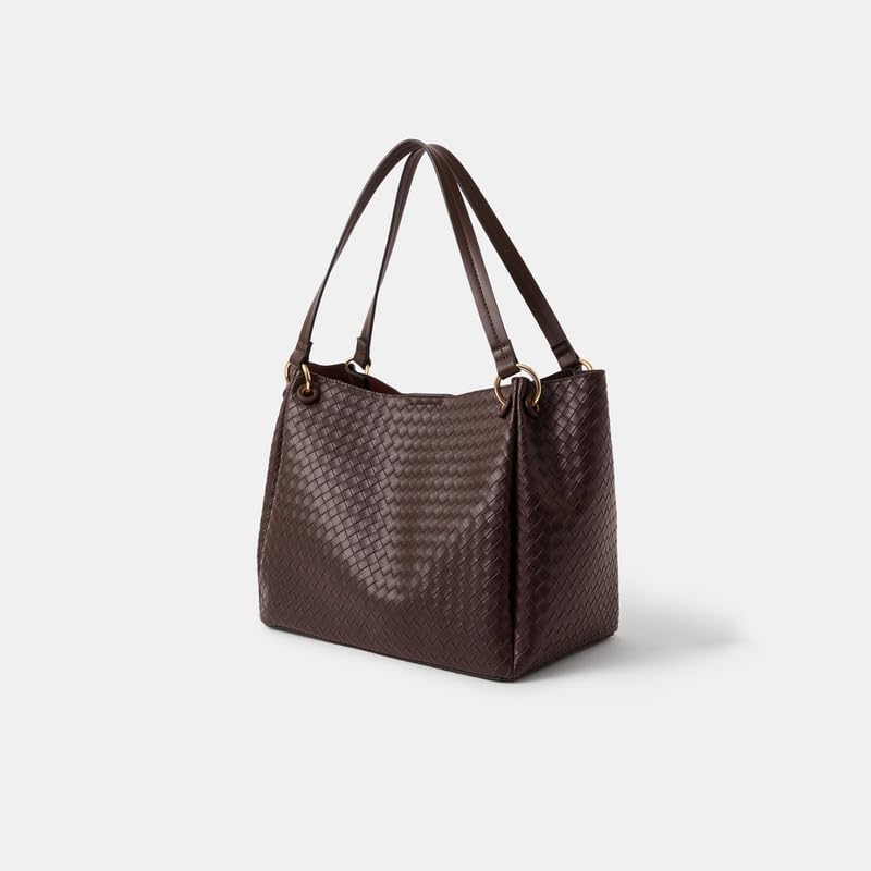 Image of Accessorize London Women's Chocolate Brown Woven Shoulder Bag
