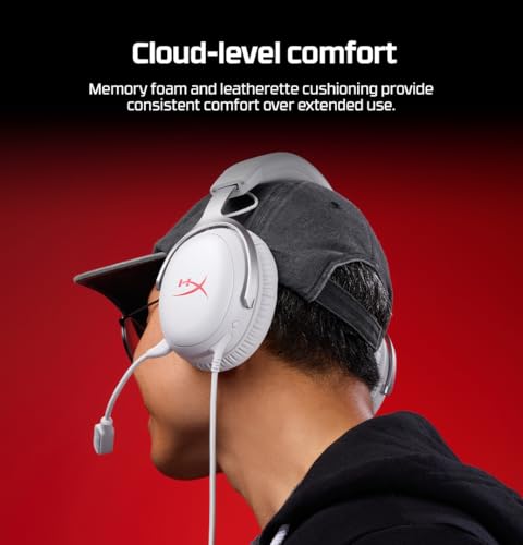 Image of HyperX Cloud III- Wired Gaming Over Ear Headset, PC, PS5, PS4, Xbox Series X|S, Xbox One, Nintendo Switch, Mac, Mobile, 53mm with Neodymium Magnets, Memory Foam, USB-C, Grey;Red [B96MXAA]