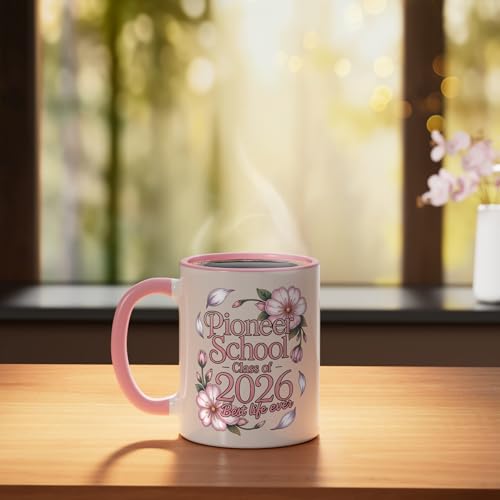 Taza cerámica Pioneer School 2026 JW Gifts rosa/blanco miniatura 3