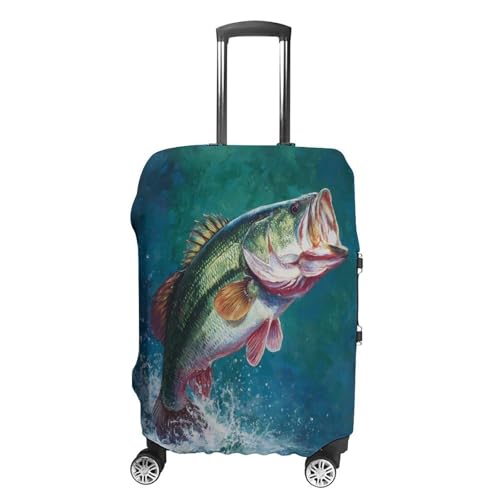 Bass Fish Painting Funny Travel Luggage Cover Baggage Suitcase Cover Protector Skins 19-32 Inch