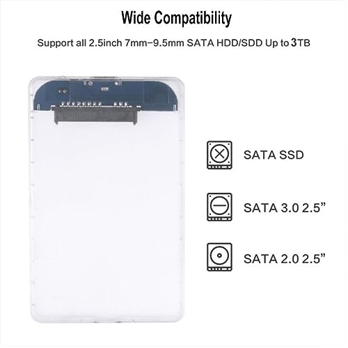 Caja externa transparente USB Micro para disco duro y SSD miniatura 7