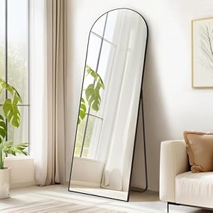 SONGMICS Ganzkörperspiegel, 160 x 50 cm, gewölbter Standspiegel, Rahmen aus Aluminiumlegierung, Hartglas, für Schlafzimmer, Wohnzimmer, Garderobe, tintenschwarz LFM031B01