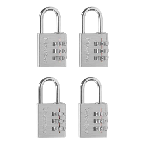 Master Lock Set Your Own Combination Lock, Aluminum, 1-3/16 in. Wide, 4 pk, 630EC4