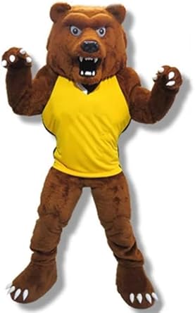 Powerful Grizzly Bear Mascot Costume Adult Size for Men & Women with Built-in Fan Inside the Head