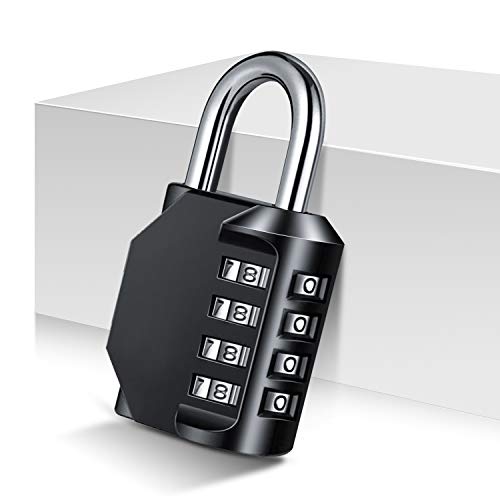 Padlock, BeskooHome Code Padlock, Gym Padlock, 4 Digit Outdoor Waterproof Resettable Combination Padlock for School Gym Locker, Shed, Cabinet, Tool Box, Garage, Gate, (1 Pack Black)