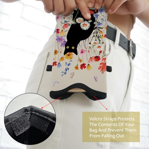 Image of Cell Phone Sleeve Pouch with Adjustable Strap - Cat with Floral