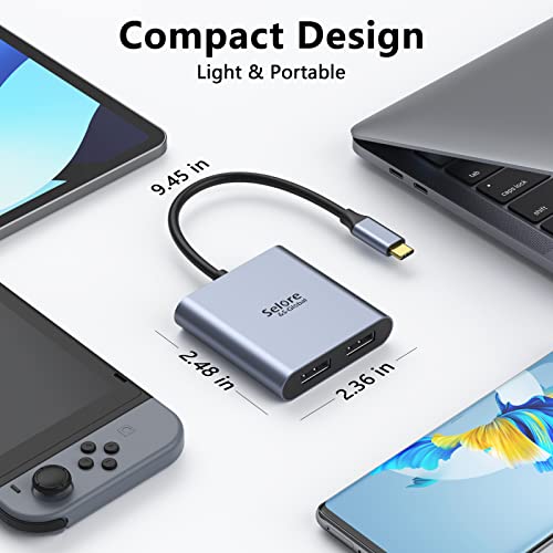 Usb-C To Dual 4K Displayport Splitter Adapter, Usb Type C To Displayport Dual Monitor Converter 4K 60Hz, Usb C Displayport Hub Compatible For Dell Xps 13 15,Lenovo Yoga,Sumsung Chromebook,Hp Etc #TOP5
