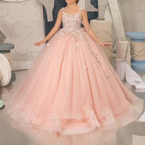 Flower Girl Dress Lace Appliques Pageant Dress for Girls Tulle First Communion Dresses Party Ball Gown3