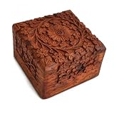 Ajuny Scatola Portagioielli in Legno Intagliato Scrigno da Viaggio...