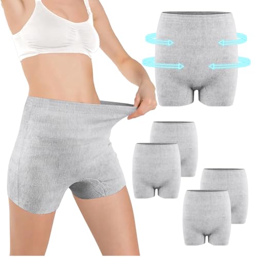 ACWOO Culotte Post Parto, 4 PCS Morbido e Traspirante Slip Monouso Dopo Parto, Quattro Angoli Mutandine per Gestante a Vita Alta Bassa e in Cotone, per Viaggiare, Dopo Parto, Maternita' Emergenza