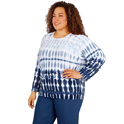 Alfred Dunner Women's Plus-Size Womens Crewneck Ombre Tie Dye Sweater Size 2X Blue #TOP3