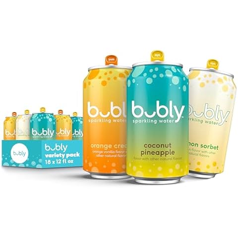 bubly Sparkling Water, Citrus Variety Pack, Zero Sugar & Zero Calories, Seltzer Water, 12 Fl Oz Cans (Pack of 18) Cover