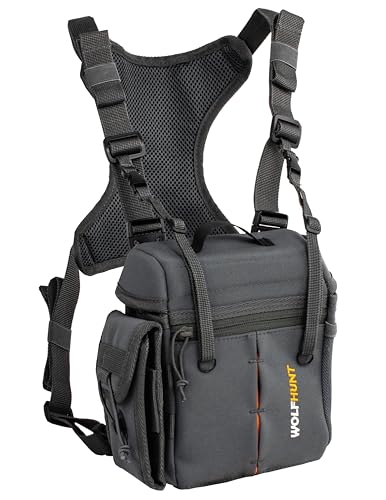 WOLFHUNT Binocular Harness Chest Pack with Rangefinder Pouch Detachable, Hunting Chest Pack Magnetic Opening, Bino Harness Bag Adjustable Strap for Hunting, Hiking, Field Observation