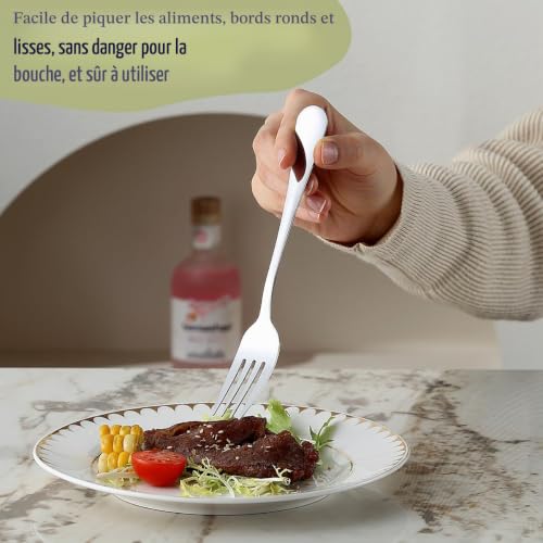 Berglander Set de 12 Fourchettes de Table 18,5cm, Fourchettes de Dîner en Acier Inoxydable, Fourchettes de Dessert et de Salade, Ustensiles de Table pour Maison, Cuisine, Restaurant, Hôtel – vue 6
