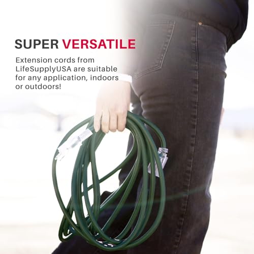 Lifesupplyusa 1233FTDGU 3Ft Power Outdoor Extension Cord & Indoor - Waterproof Electric Drop Cord Cable - 3 Prong Sjtw, 12 Gauge, 15 Amp, 125 Volts, 1875 Watts, 12/3 Etl Listed By Lifesupplyusa thumb #7