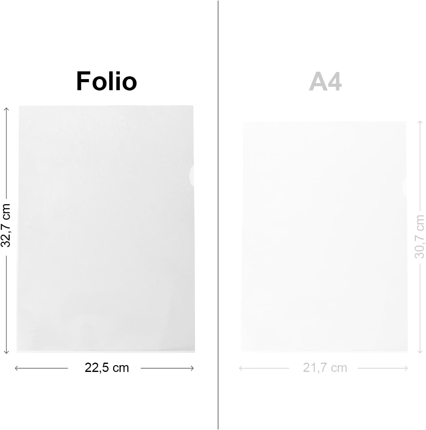 Grafoplás | Box of 100 File Folders with File Holder | Extra Plus Quality Polypropylene | Transparent Glass Plastic | Top and Side Opening | Folio Size | Perfect for Protecting Office Documents