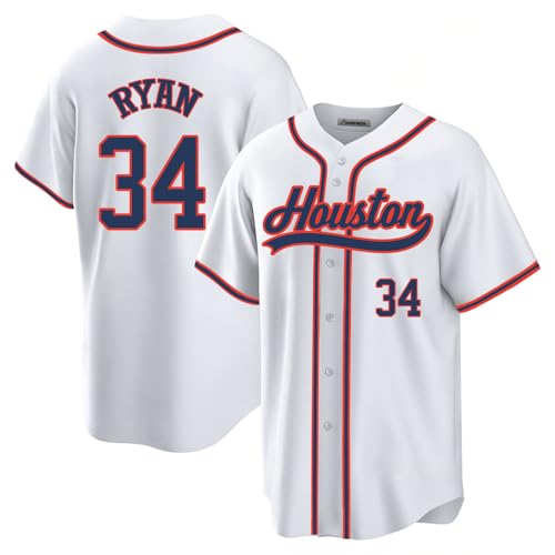 NZUONODAI Nolan Ryan Jersey Houston White Mens Baseball Stitched