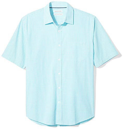 Image of Amazon Essentials Men's Regular-Fit Short-Sleeve Poplin Shirt, Collared, Washed