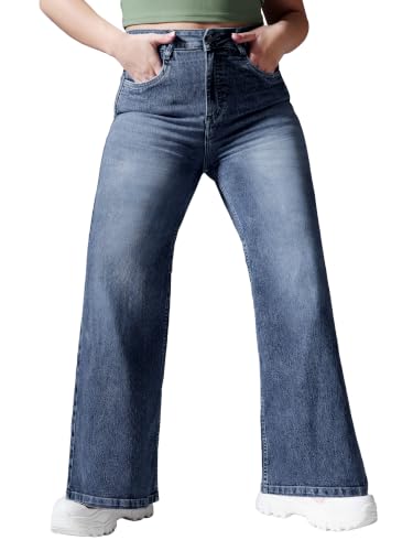 Image of Miss Chase A+ Women's Wide Leg High Rise Regular Length Stretchable Denim Jeans