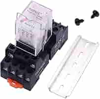 Relè Elettromagnetico 12V DC TWTADE - 8 Pin DPDT Con Base E Spina | 2NO 2NC