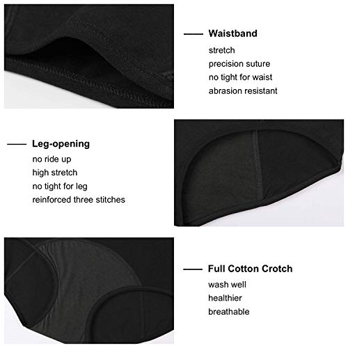 INNERSY Womens Period Leakproof Underwear Postpartum Menstrual Panties Incontinence Protective Briefs 3 Pack(X-Large, Black)