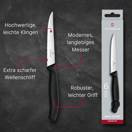 Victorinox Küchenmesser Swiss Classic Steakmesser-Set, 6-teilig