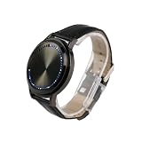 KJHBV Reloj LED con Pantalla Táctil para Hombre con Correa de PU y Esfera Redonda Elegante, Función Táctil y Batería Integrada para Uso Diario